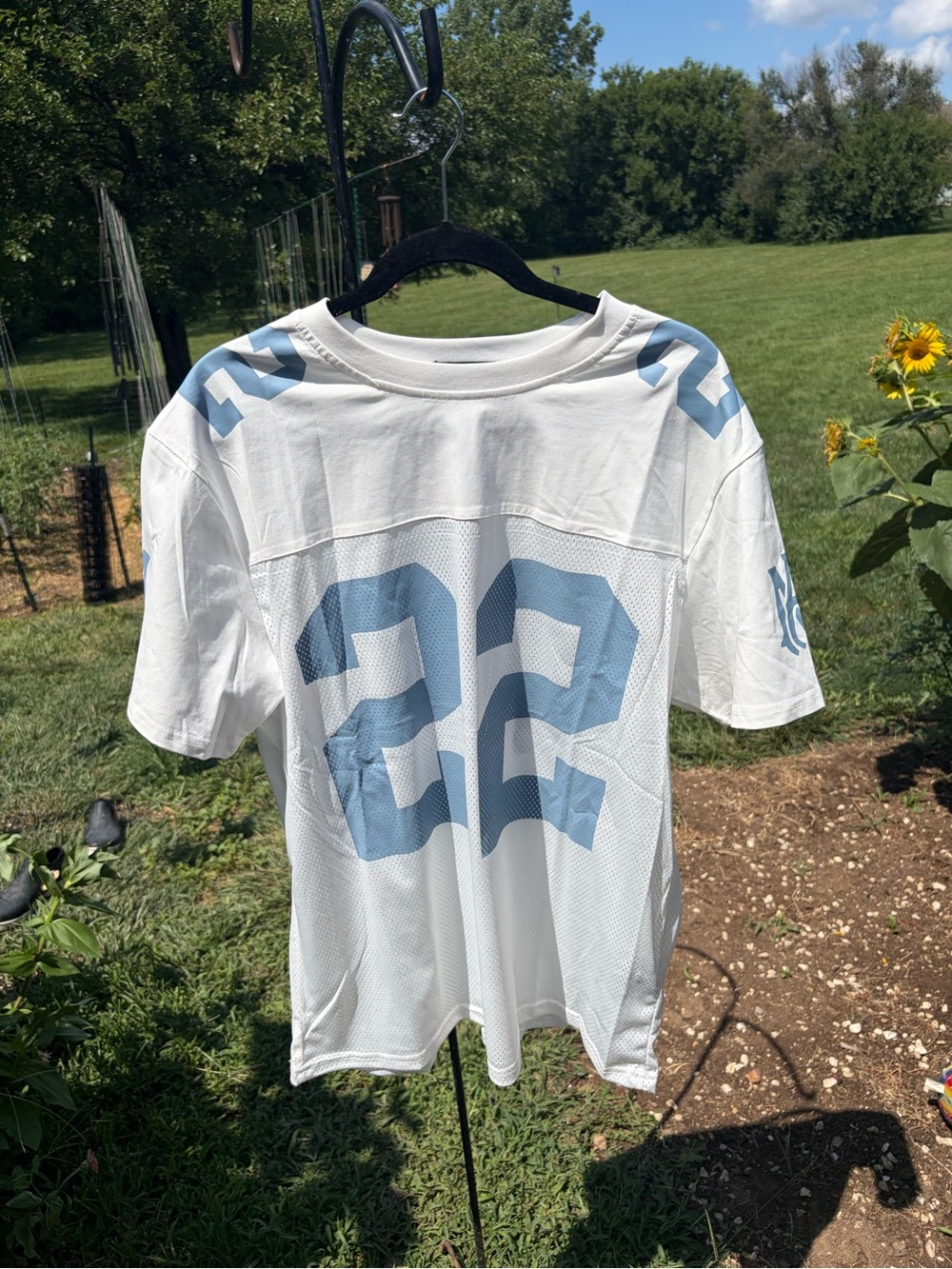 AMIRI White Jersey with Light Blue Numeral